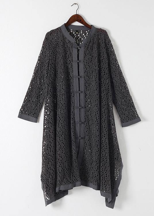 Women Hollow Out  Spring Black Loose Coat