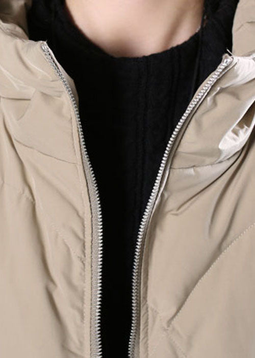 Women Khaki Hooded drawstring Duck Down Winter down coat