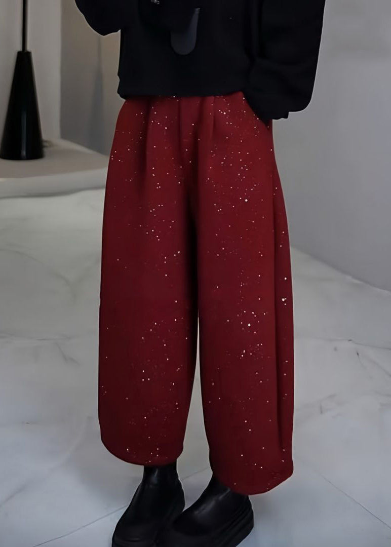 Women Mulberry Sequins Woolen Pants Spring