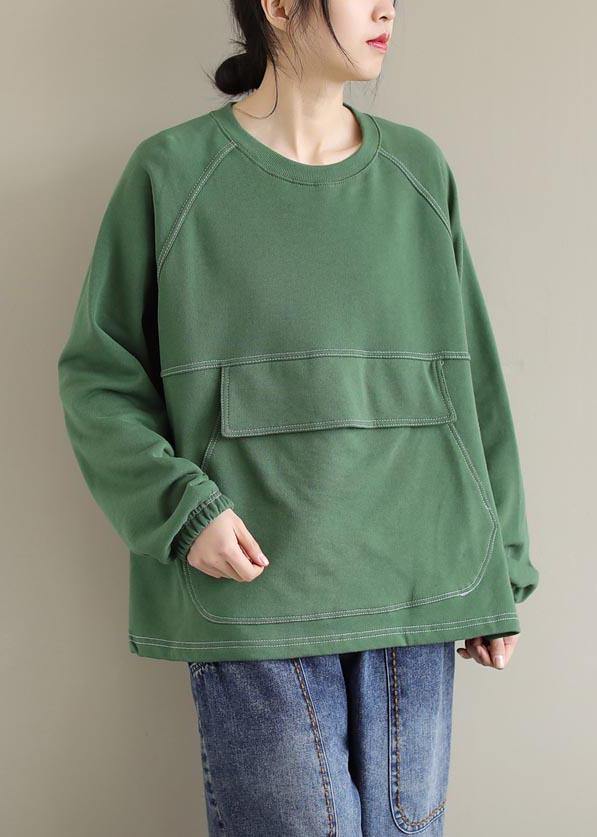 Women O Neck Patchwork Spring Clothes Inspiration Green Shirts