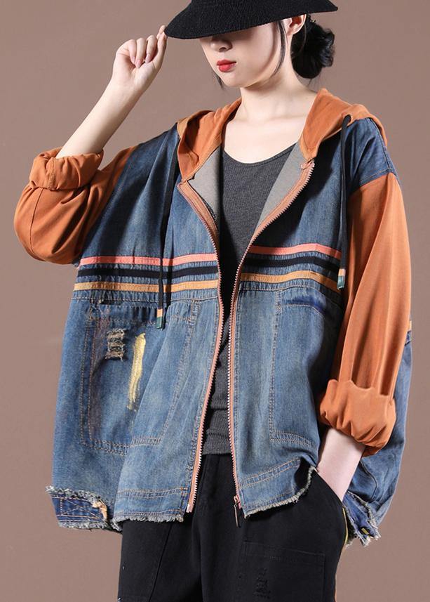 Women Orange Work Outfits Patchwork Spring Coats