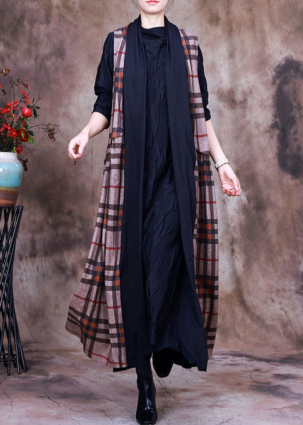 Women PeterPan Collar Plaid asymmetrical design Fall Sleeveless Knit Vest