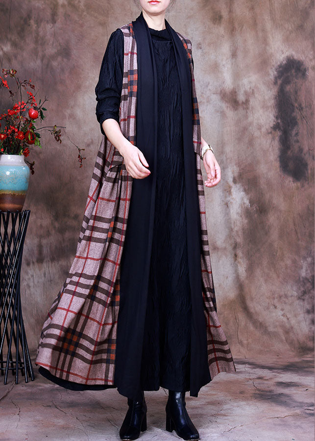 Women PeterPan Collar Plaid asymmetrical design Fall Sleeveless Knit Vest