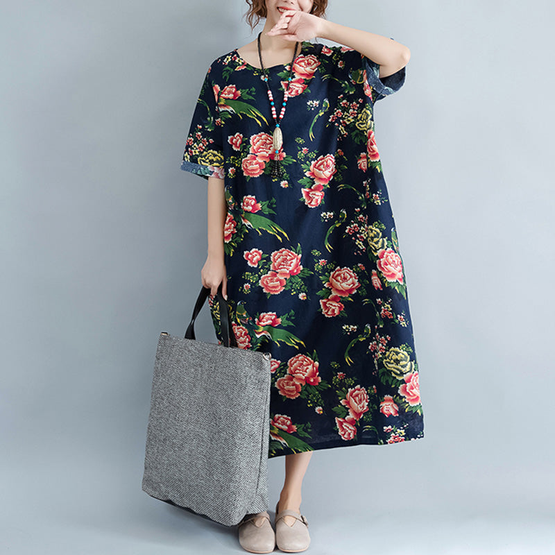 Women Plus Size Clothing Loose Floral Casual Dresses