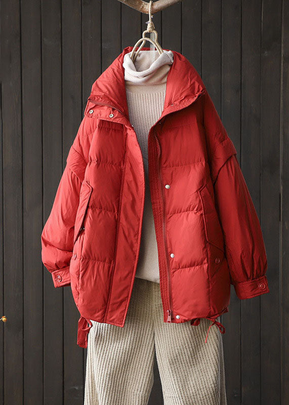 Women Red thick Duck Down Puffer Jacket Winter