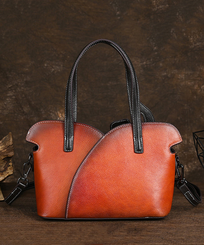 Women Retro Coffee Embossed Calf Leather Tote Handbag