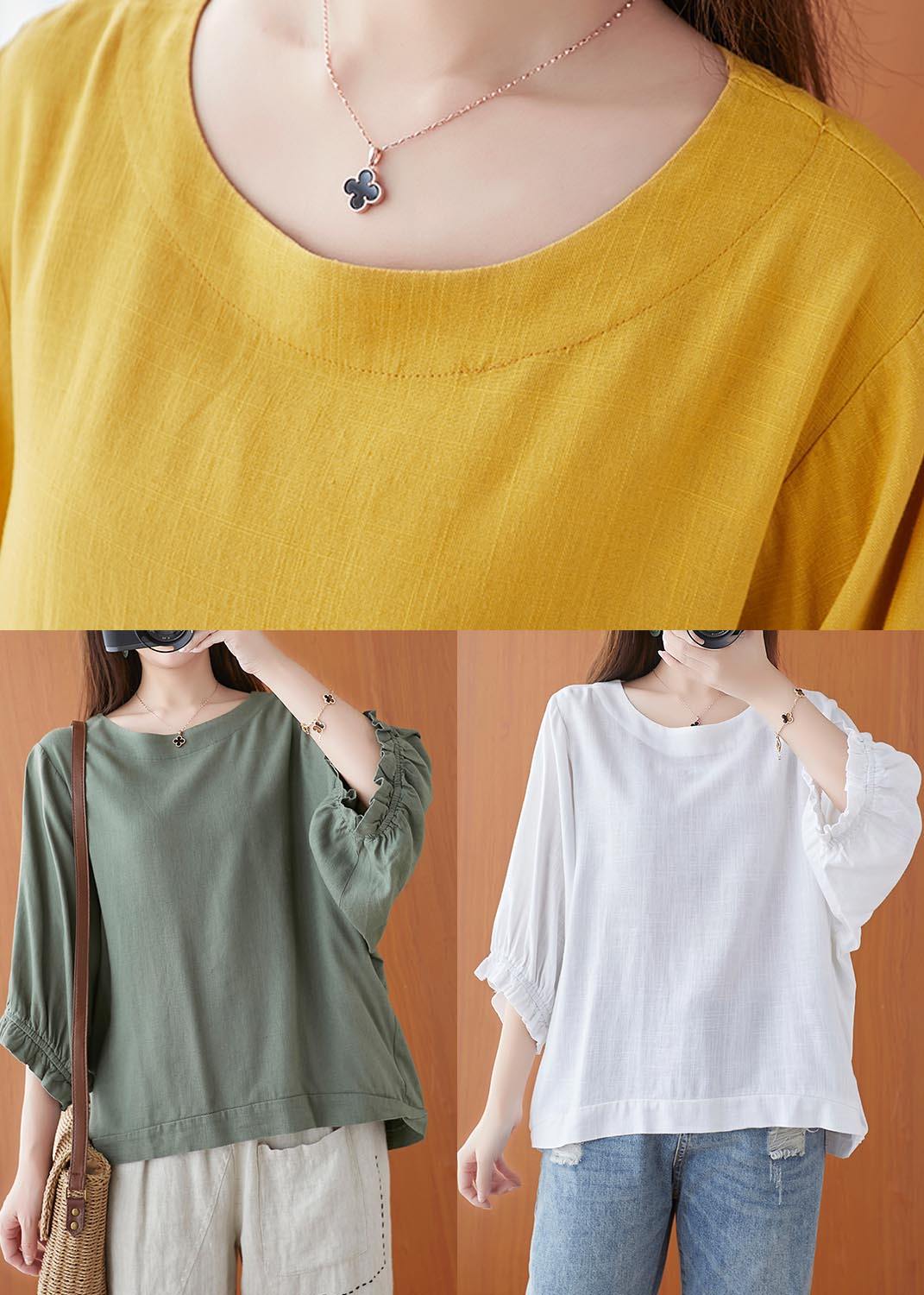 Women Yellow Ruffled Cotton Summer Shirt Top