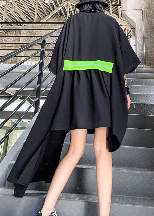 Women black clothes o neck asymmetric Art Dresses