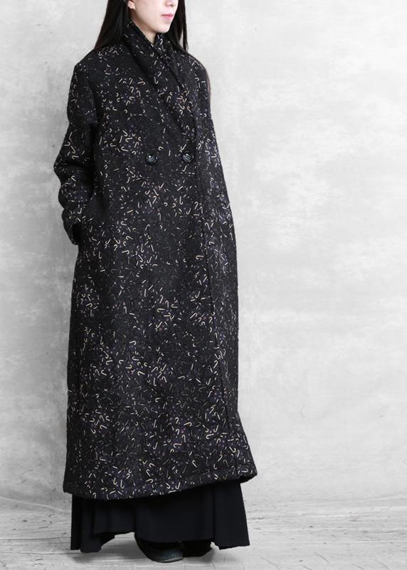 Women black print Plus Size clothes Inspiration pockets fall coat