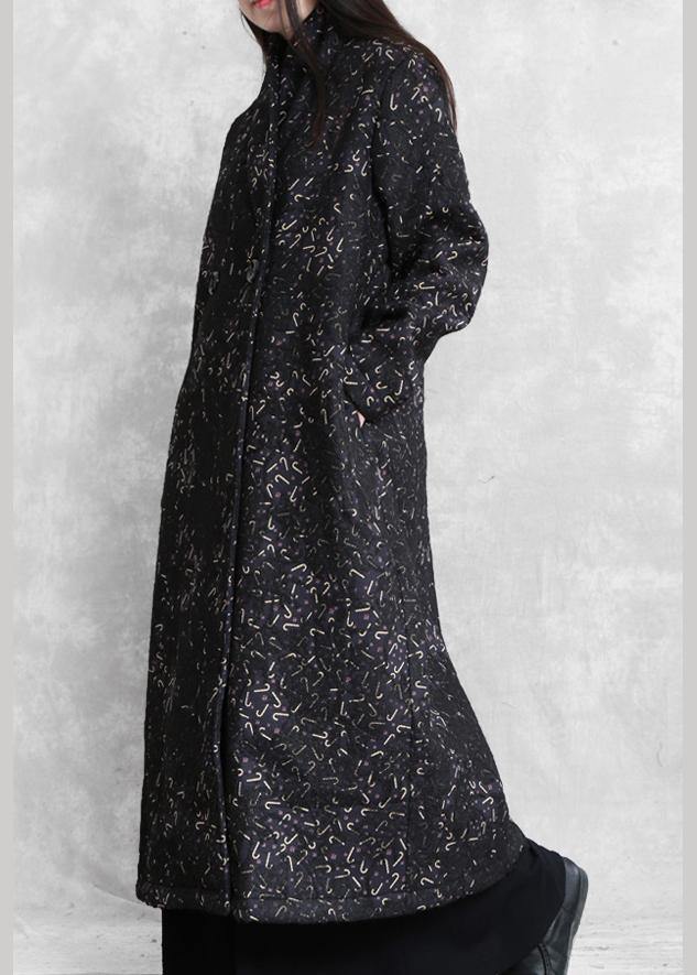 Women black print Plus Size clothes Inspiration pockets fall coat