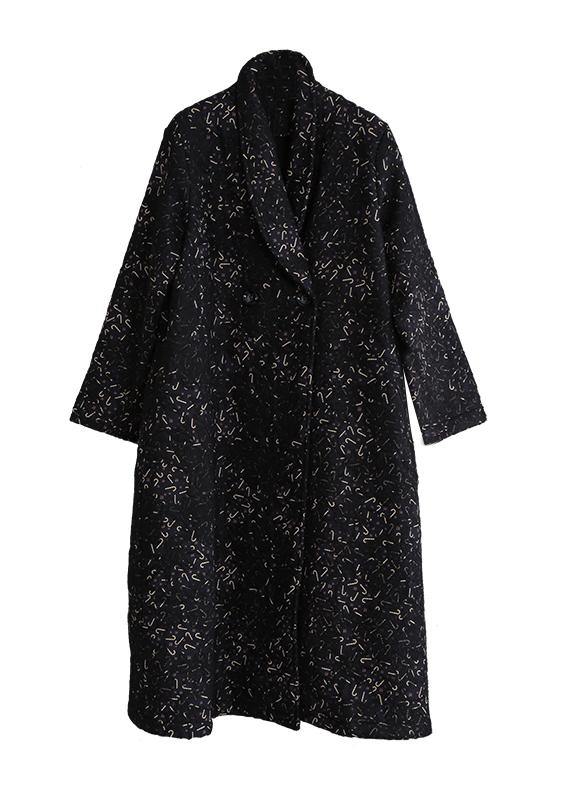 Women black print Plus Size clothes Inspiration pockets fall coat