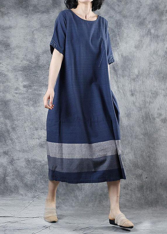 Women blue cotton clothes For Women patchwork long summer Dresses