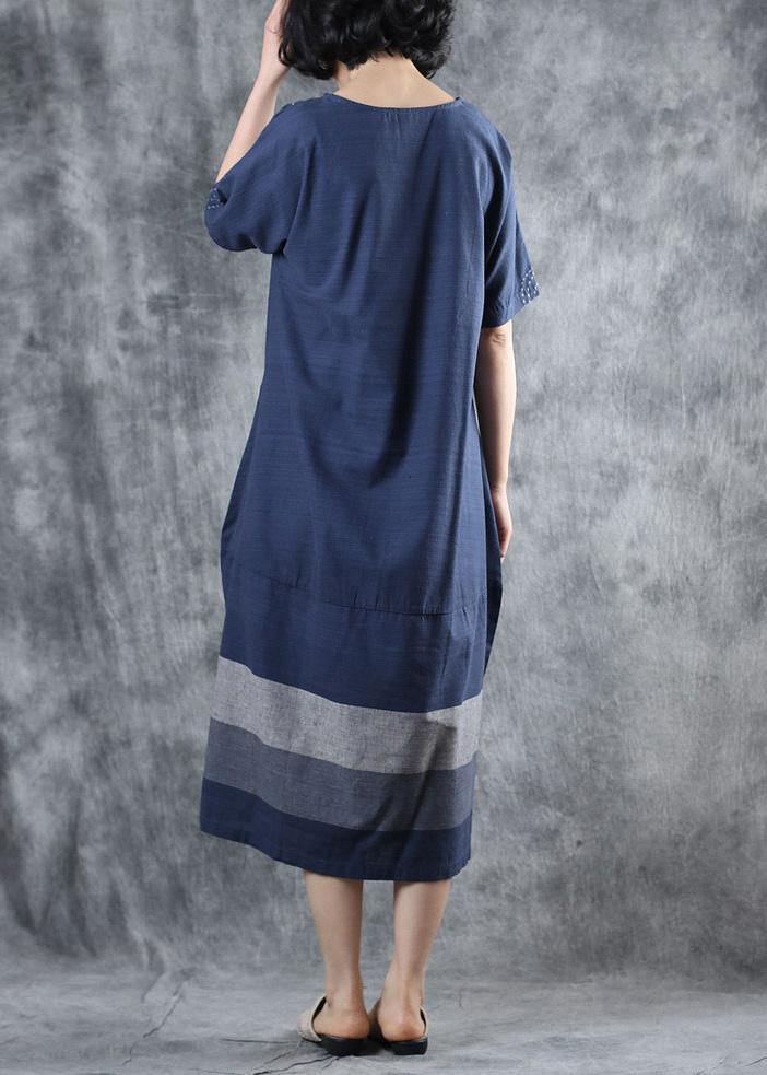 Women blue cotton clothes For Women patchwork long summer Dresses