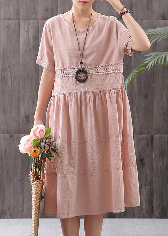 Women cotton clothes For Women Plus Size Cotton Solid Short Sleeve A-Line Dress