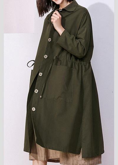 Women drawstring fine spring clothes dark green baggy women coats