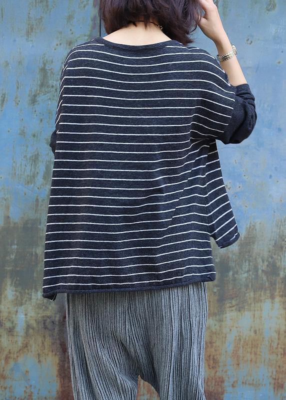 Women gray striped clothes For Women low high design trendy plus size o neck knit sweat tops