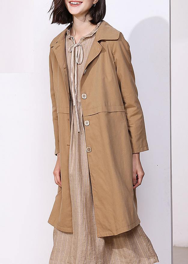 Women khaki fine trench coat Inspiration long sleeve spring jackets