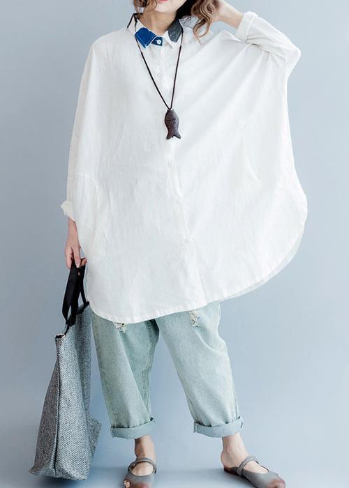 Women lapel Batwing Sleeve cotton box top 2025 Shape white oversized blouses Summer