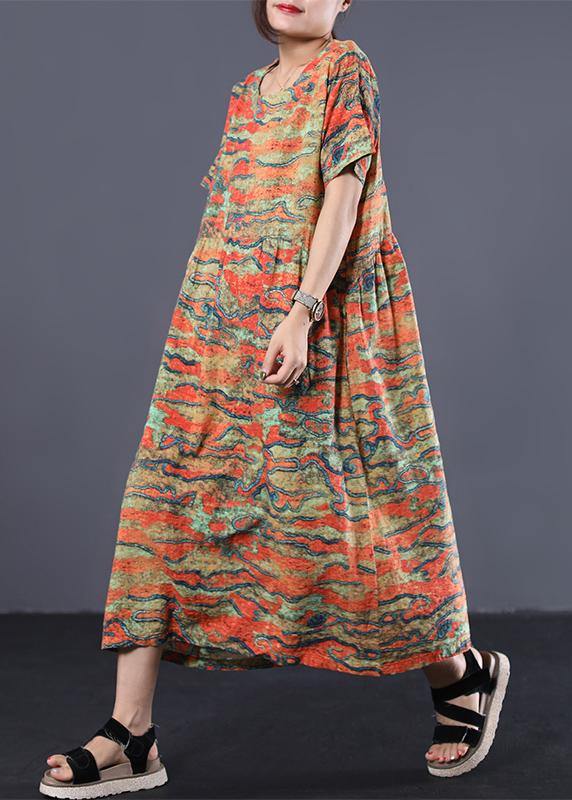 Women o neck linen dresses Fashion Ideas yellow prints Dresses summer