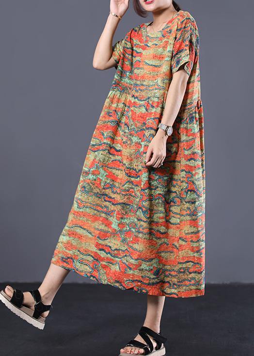 Women o neck linen dresses Fashion Ideas yellow prints Dresses summer