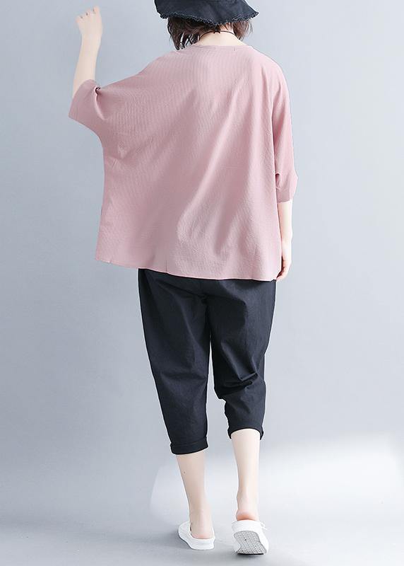 Women pink chiffon clothes Fashion Catwalk o neck Batwing Sleeve Summer tops