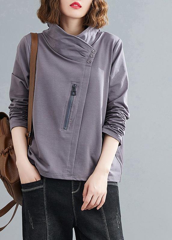 Women stand collar zippered clothes Photography gray blouses