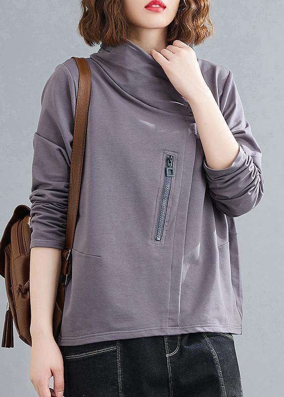 Women stand collar zippered clothes Photography gray blouses