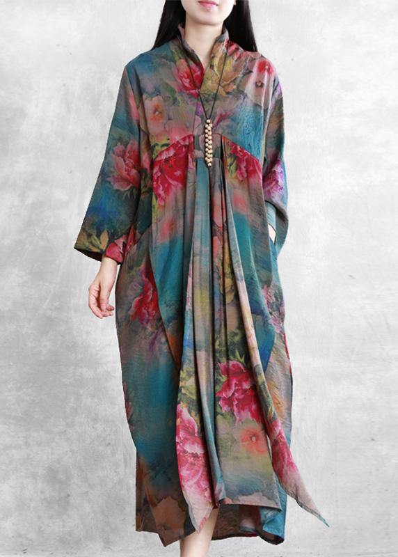 Women v neck asymmetric clothes Tunic Tops floral Dresses