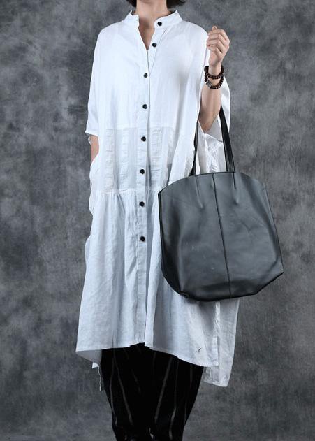 Women white fine crane coats Work Outfits low high design stand collar coats