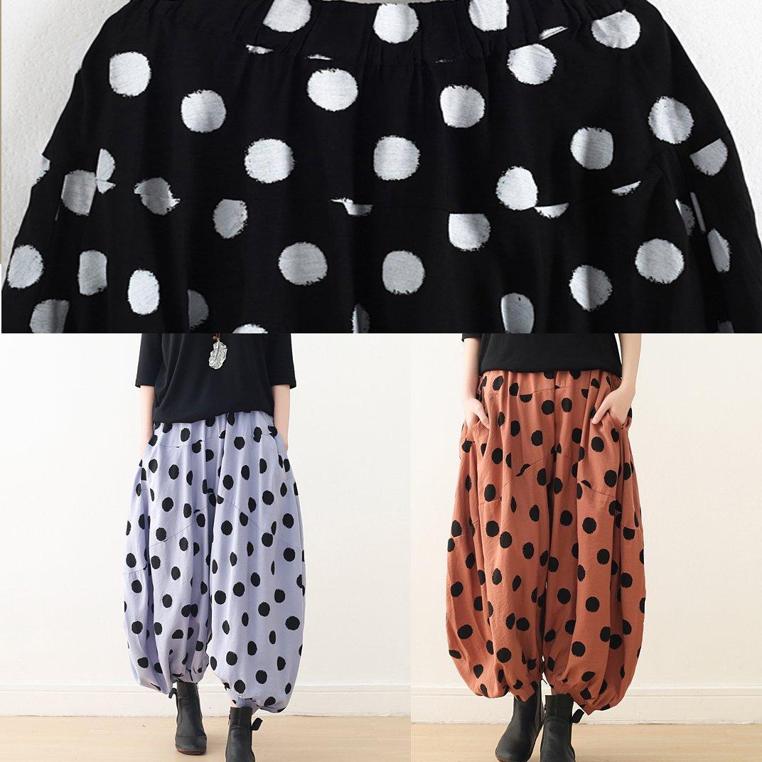 Women wide leg pants Cotton tunic pattern Fun Fashion Ideas black dotted Knee pants spring