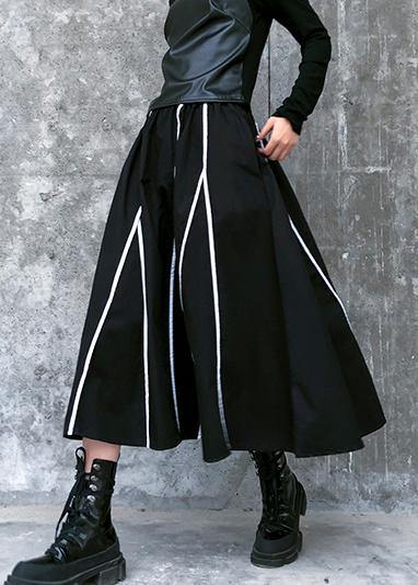 Women's Retro skirt high waist large black striped skirt new