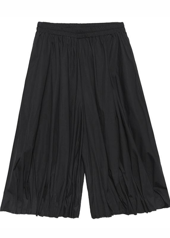 Women's baggy pleated wide leg pants high waist black casual pants