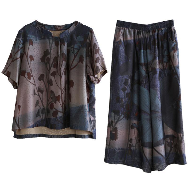 Women's casual two-piece loose-fitting sleeves and wide-leg pants