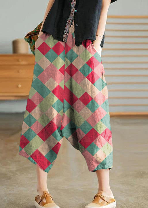 Yellow Geometry Women Casual Solid Color Linen Pocket Pants