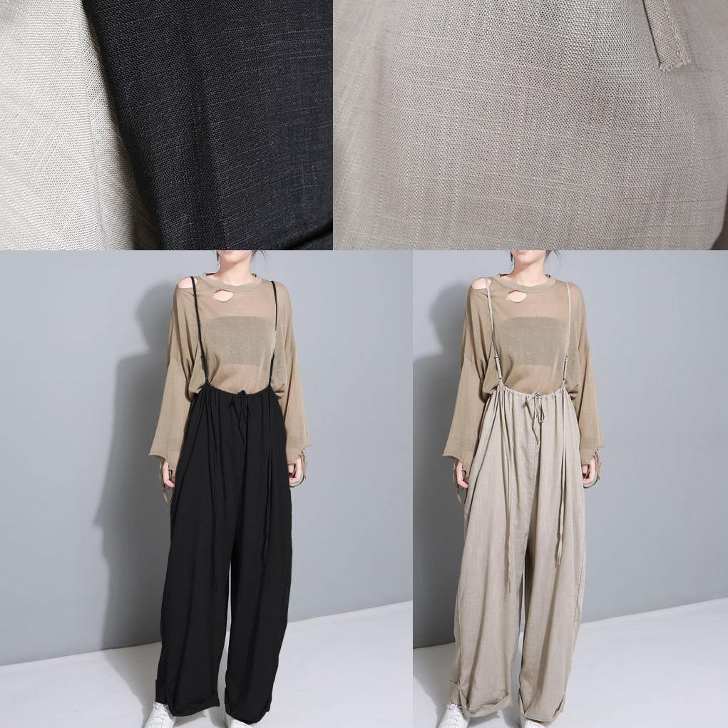 black casual cotton wearing methods pants plus size linen wide leg pants