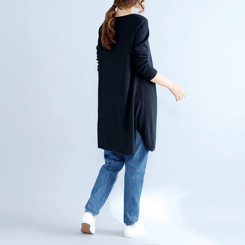 black casual plus size knit sweater dresses plus size long sleeve knit dress