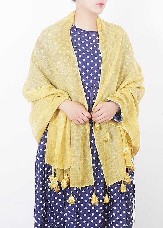 cotton linen scarf shawl casual yellow scarves