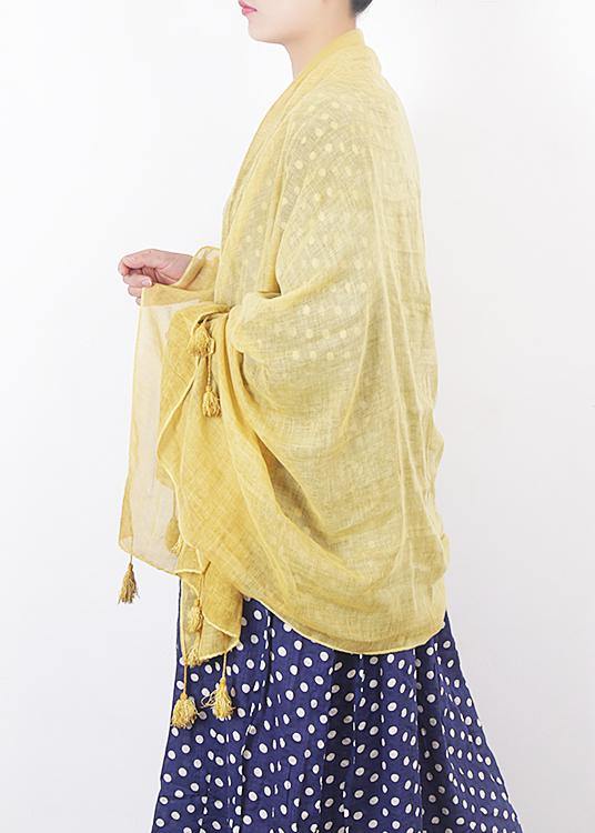 cotton linen scarf shawl casual yellow scarves