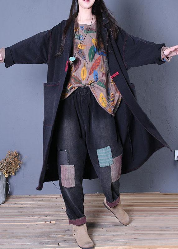 denim black coats trendy plus size fall maxi outwear