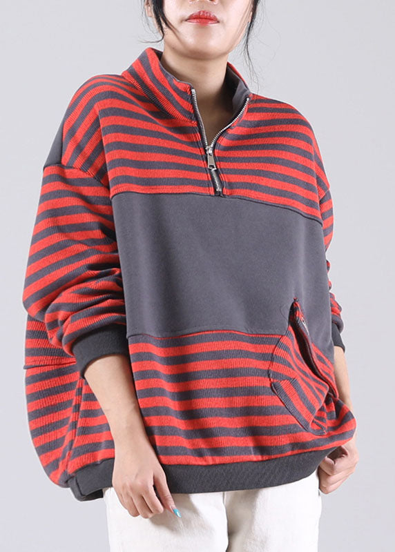 diy Orange Striped Sweatshirts Top Spring