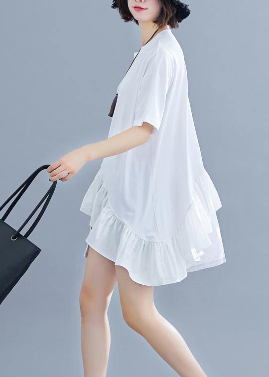 diy Ruffles asymmetric cotton Wardrobes white top summer