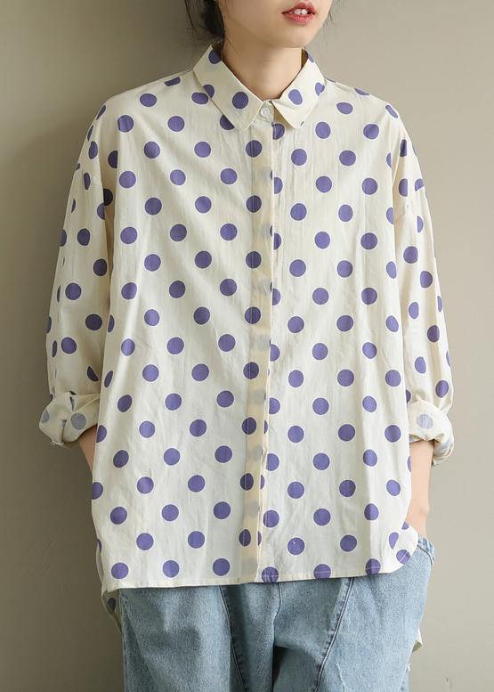 diy lapel low high design clothes Inspiration purple dotted blouses