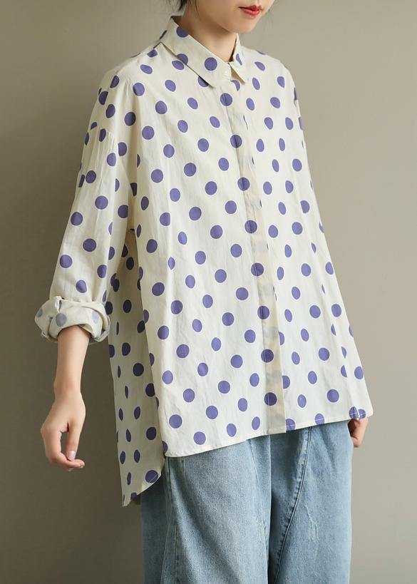 diy lapel low high design clothes Inspiration purple dotted blouses