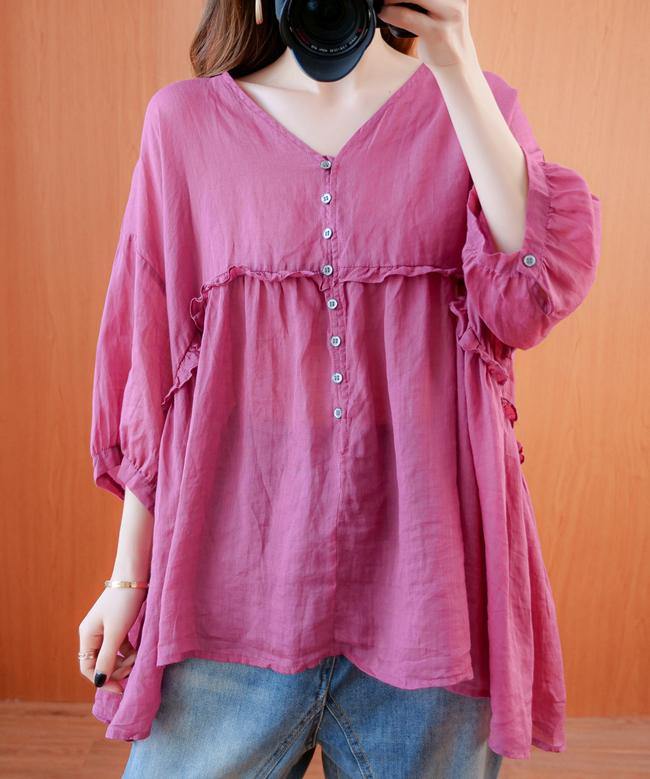 diy v neck lantern sleeve clothes For Women Sleeve rose top