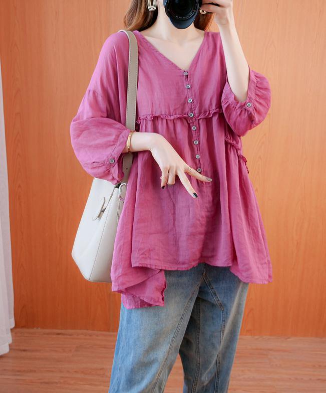 diy v neck lantern sleeve clothes For Women Sleeve rose top