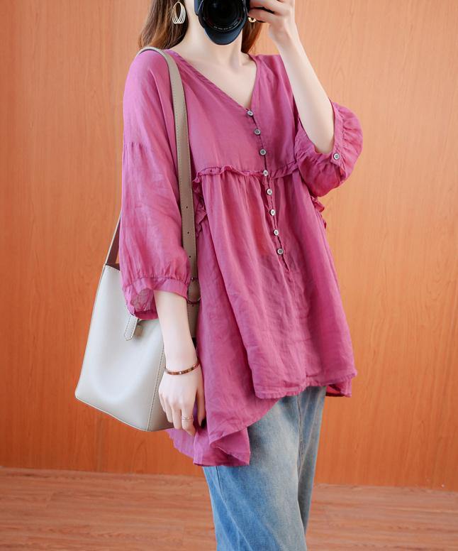 diy v neck lantern sleeve clothes For Women Sleeve rose top