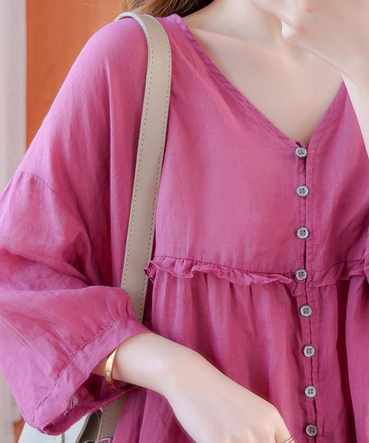 diy v neck lantern sleeve clothes For Women Sleeve rose top