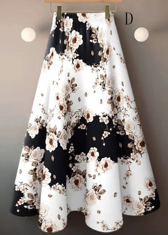 Floral Versatile High Waisted Ice Silk Skirt