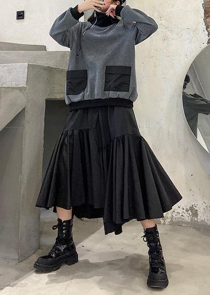 fashion asymmetric women skirts elastic waist ruffles skirts