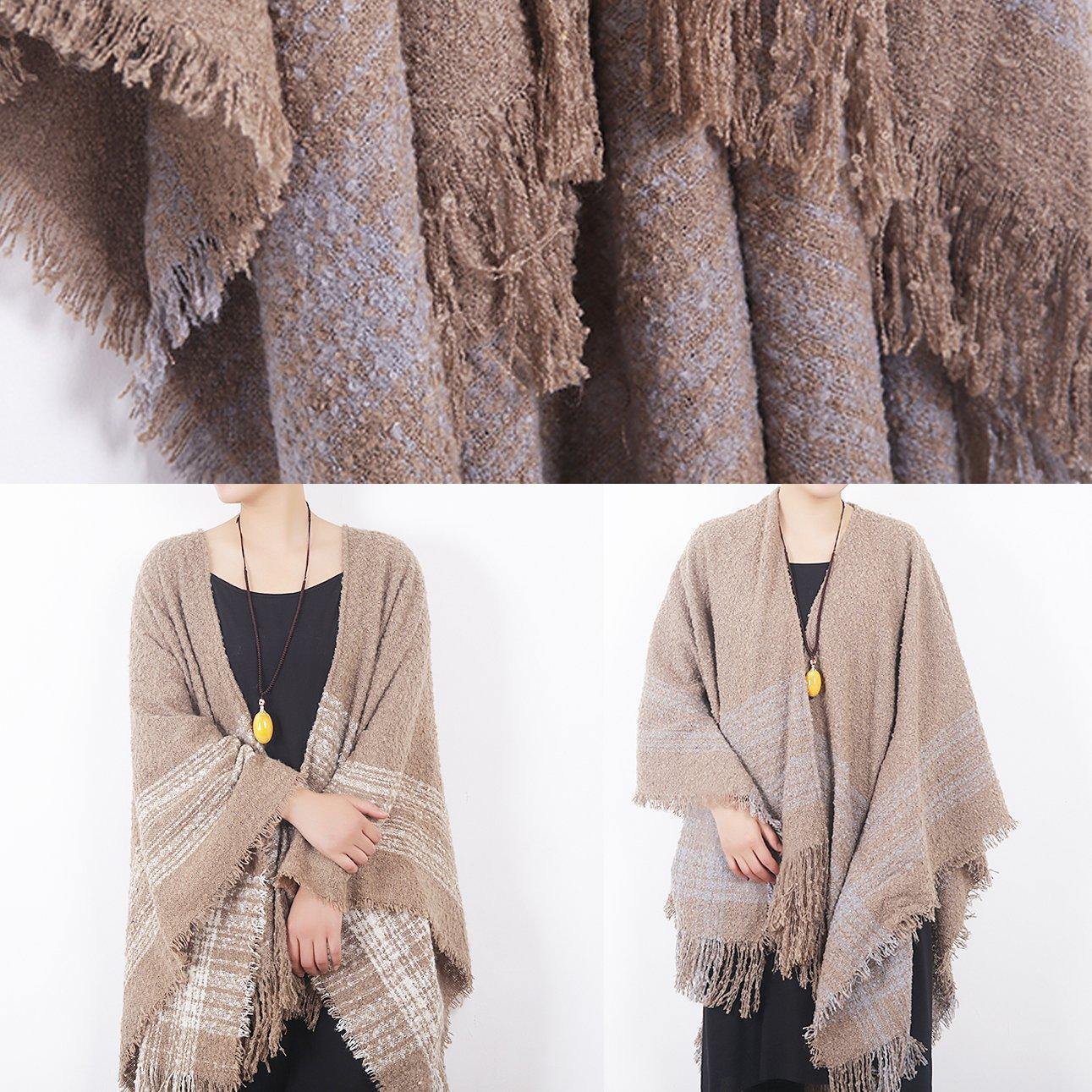 fashion women oversize tassel scarf knitting small fresh cloak sacarfes